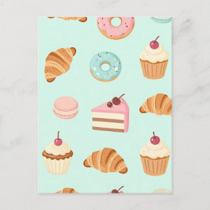 Pastelkleurige Franse gebakjes Cute Dessert Patroo Briefkaart