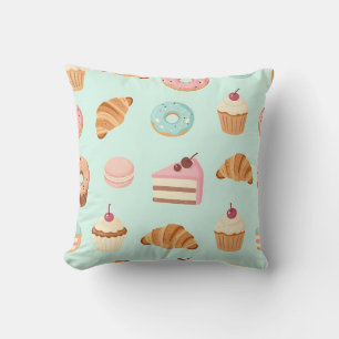 Pastelkleurige Franse gebakjes Cute Dessert Patroo Kussen