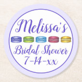 Pastelkleurige Franse Macaron Koekjes Gebak Bruids Ronde Kartonnen Onderzetter (Voorkant)