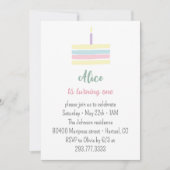 Pastelkleurige gele cake 1e verjaardagsfeestje kaart (Voorkant)