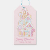 Pastelkleurige  Gemberkoekhuisje Koekje Cadeaulabel (Voorkant)