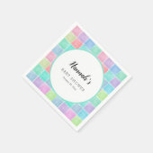 Pastelkleurige geruite servetten baby shower blokk (Hoek)