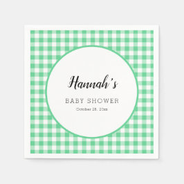 Pastelkleurige geruite servetten babyfeest groen
