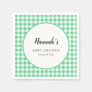 Pastelkleurige geruite servetten babyfeest groen