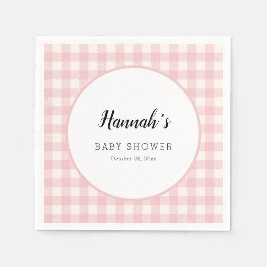 Pastelkleurige geruite servetten babyfeestje (Voorkant)
