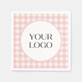 Pastelkleurige geruite servetten Uw logo hier (Voorkant)