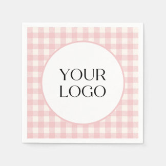 Pastelkleurige geruite servetten Uw logo hier