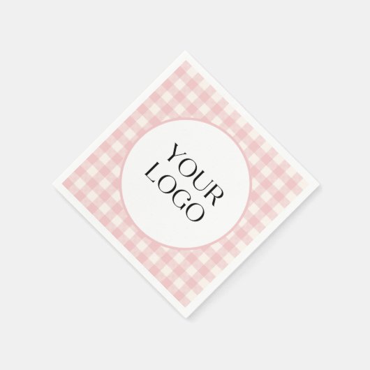 Pastelkleurige geruite servetten Uw logo hier (Hoek)