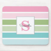 Pastelkleurige gestreepte muismat met monogram (Voorkant)