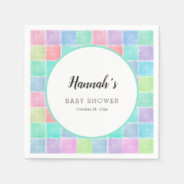 Pastelkleurige Gingham servetten Baby Shower Blokk