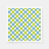 Pastelkleurige Gingham servetten Blauw Groen (Voorkant)