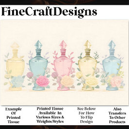 Pastelkleurige  glazen parfumflesjes AE8 Decoupage Tissuepapier