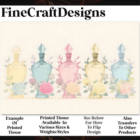 Pastelkleurige  glazen parfumflesjes AE8 Decoupage Tissuepapier