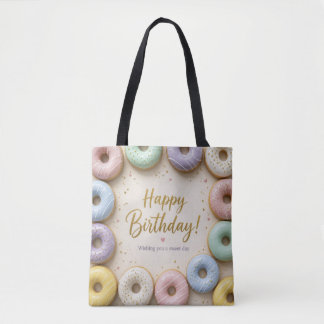 Pastelkleurige glazuurdonuts Gouden spikkels Zoet Tote Bag