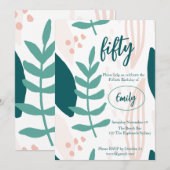 Pastelkleurige groene verjaardagsuitnodiging voor  kaart (Voorkant / Achterkant)