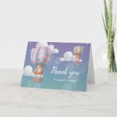 Pastelkleurige Heet Luchtballon Dieren Bedankt Kaart (Voorkant)