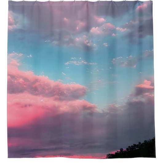 Pastelkleurige hemel douchegordijn (Voorkant)