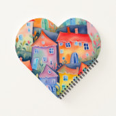 Pastelkleurige huisjes in zachte kleur, rustgevend notitieboek (Achterkant)