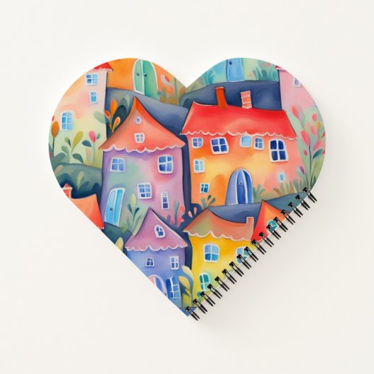 Pastelkleurige huisjes in zachte kleur, rustgevend notitieboek (Achterkant)