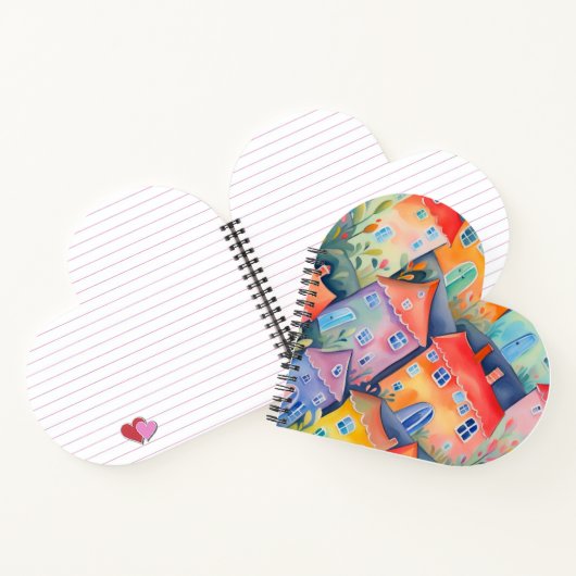 Pastelkleurige huisjes in zachte kleur, rustgevend notitieboek (Binnen)
