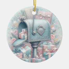 Pastelkleurige Kerstbal Brievenbus en Cadeaus Keramisch Ornament