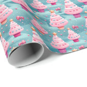 Pastelkleurige Kerstbomen Cupcake Cadeaupapier (Rol Hoek)