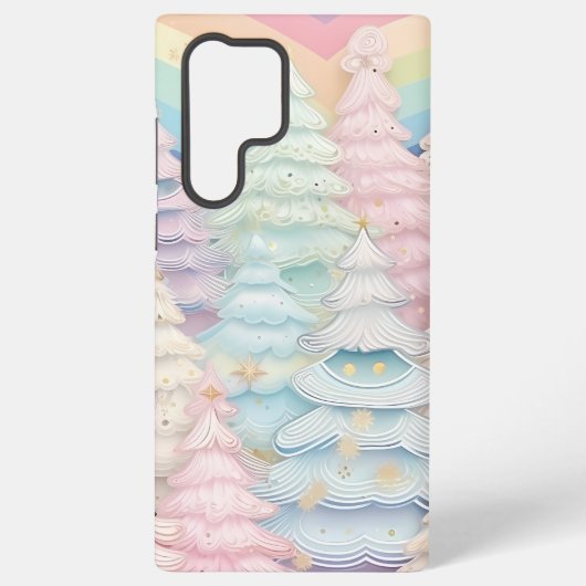  PASTELKLEURIGE KERSTBOMEN SAMSUNG GALAXY HOESJE (Achterkant)