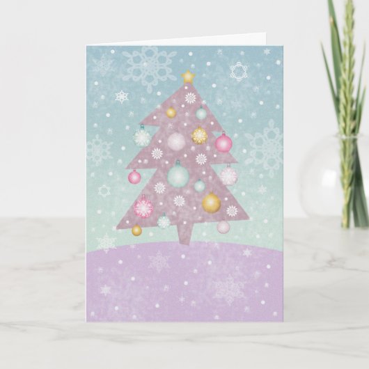 Pastelkleurige Kerstboom Kaart (Voorkant)