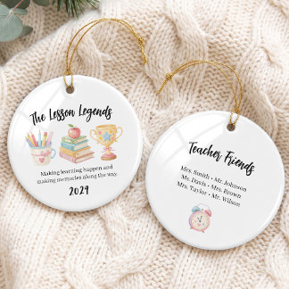 Pastelkleurige kerstboomornament voor leraren vrie keramisch ornament
