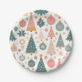 Pastelkleurige Kerstboomornamenten Vakantie Papieren Bordje