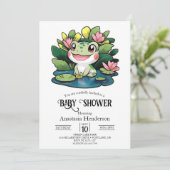 Pastelkleurige Kikker Baby Shower Kaart (Staand voorkant)