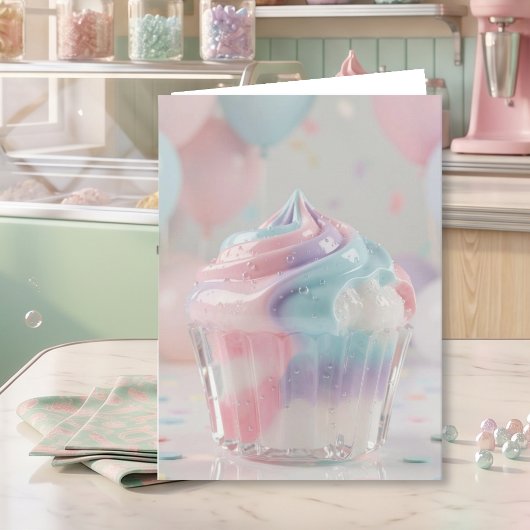 Pastelkleurige Kristallen Taart Verjaardag Kaart