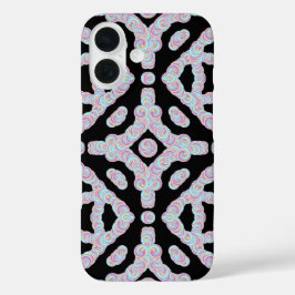 Pastelkleurige kronkelige schijven symmetrisch pat iPhone 16 hoesje