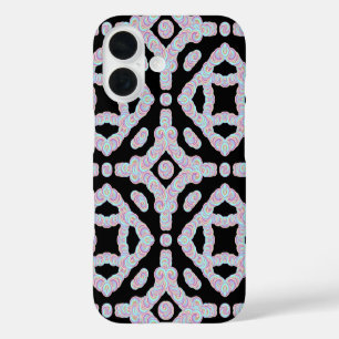 Pastelkleurige kronkelige schijven symmetrisch pat iPhone 16 hoesje
