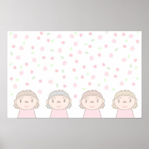 Pastelkleurige kunst met kinderlach. poster