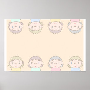 Pastelkleurige kunst met lachende kinderen. poster