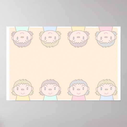 Pastelkleurige kunst met lachende kinderen. poster (Voorkant)