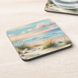 Pastelkleurige Kustduinen Aquarel Bier Onderzetter