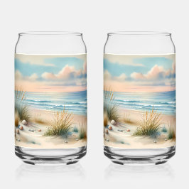 Pastelkleurige Kustduinen Aquarel Blikvorm Glas