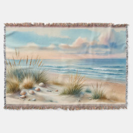 Pastelkleurige Kustduinen Aquarel Deken