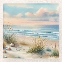 Pastelkleurige Kustduinen Aquarel Glazen Onderzetter