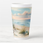 Pastelkleurige Kustduinen Aquarel Latte Mok (Voorkant)
