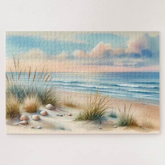 Pastelkleurige Kustduinen Aquarel Legpuzzel (Horizontaal)