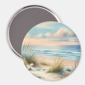 Pastelkleurige Kustduinen Aquarel Magneet (Voorkant / Achterkant)