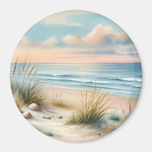 Pastelkleurige Kustduinen Aquarel Magneet (Voorkant)
