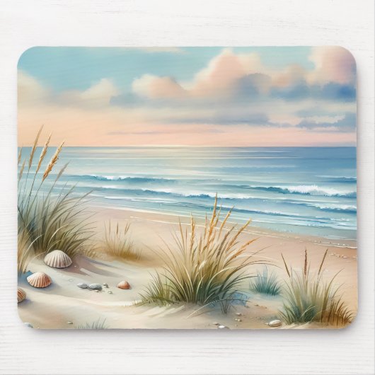 Pastelkleurige Kustduinen Aquarel Muismat (Voorkant)