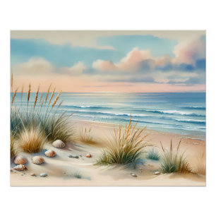 Pastelkleurige Kustduinen Aquarel Perfect Poster