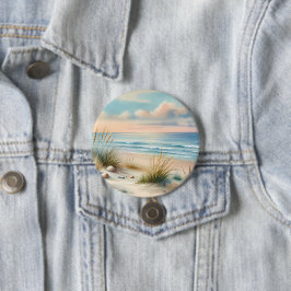 Pastelkleurige Kustduinen Aquarel Ronde Button 7,6 Cm