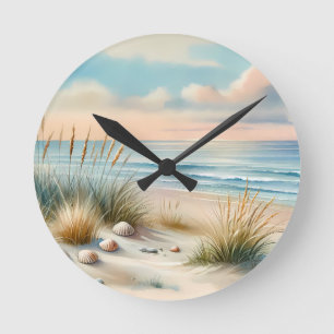Pastelkleurige Kustduinen Aquarel Ronde Klok
