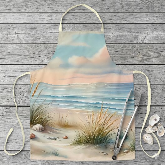 Pastelkleurige Kustduinen Aquarel Schort